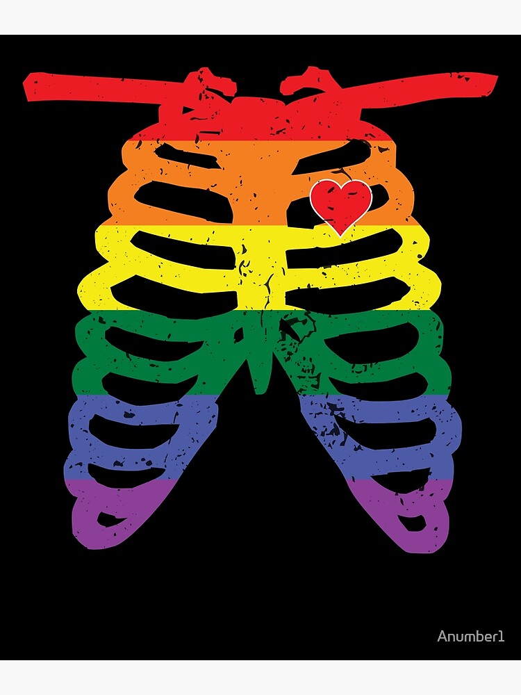 Lgbt Halloween Skeleton Shirt Rib Cage Gay X Ray Costume Poster For