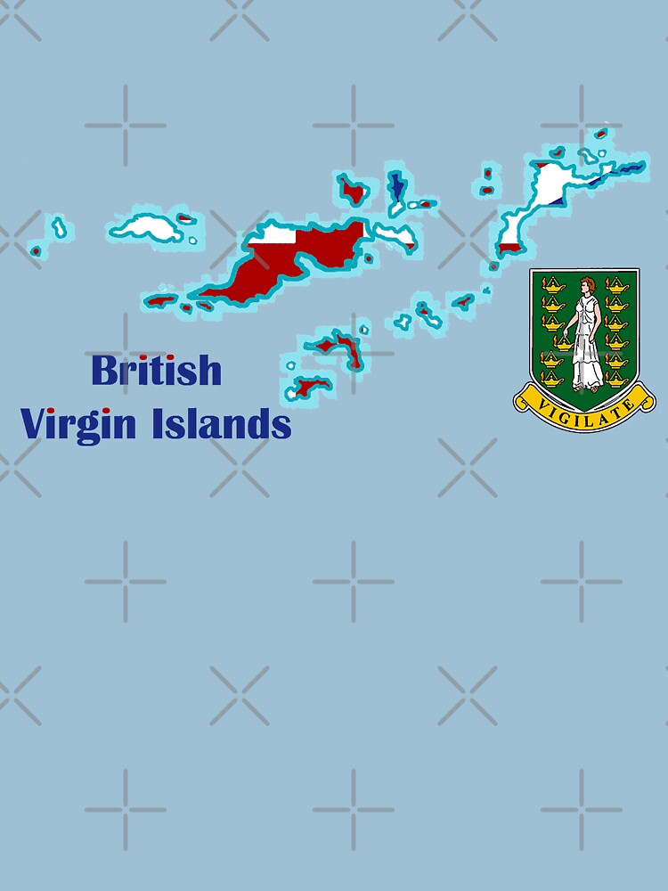 British Virgin Islands BVI Map With Flag T Shirt For Sale By