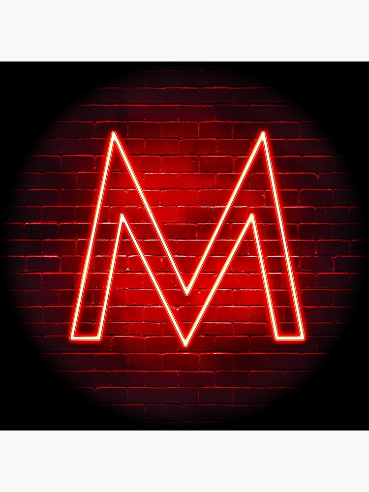 Neon Sign Letter M Red Funny Initial Monogram Poster For Sale By