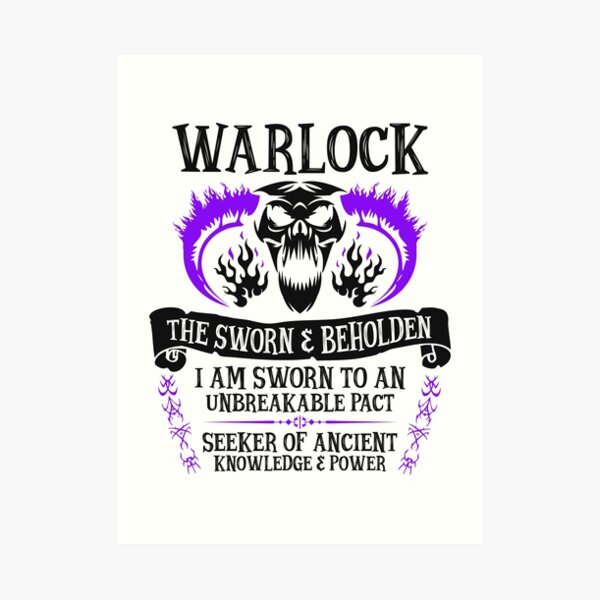 Warlock The Sworn And Beholden Dungeons Dragons Black Text Art