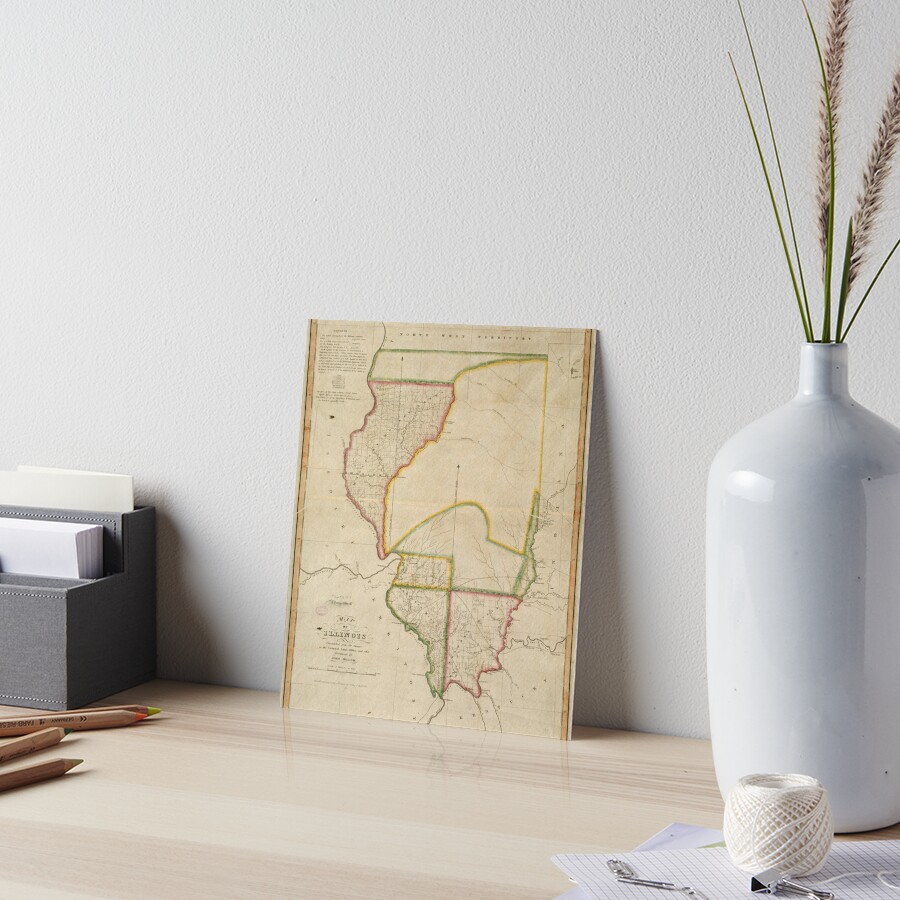 Vintage Map Of Illinois Art Board Print For Sale By BravuraMedia Redbubble