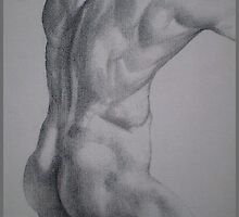Male Model Pointilism - Nude by Louise Page