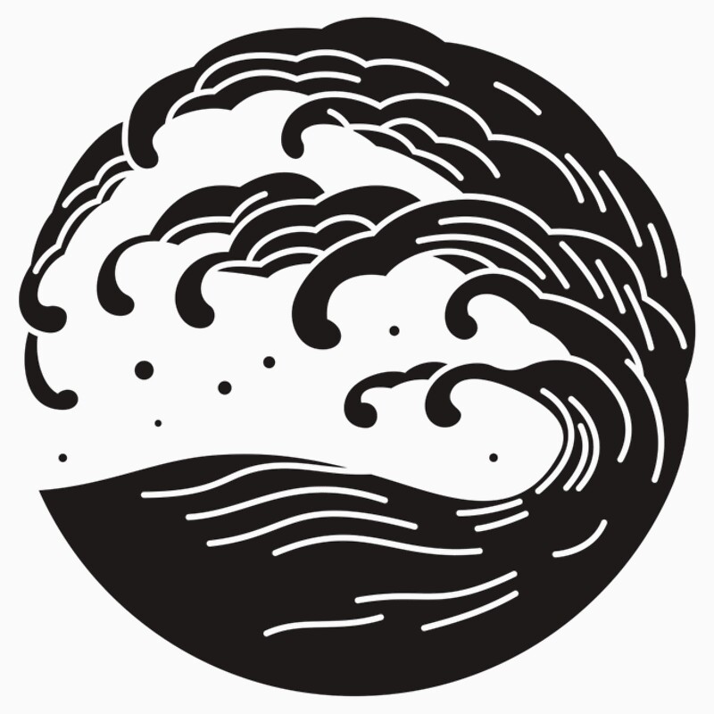Wave mon | Logo design, Waves, Japanese