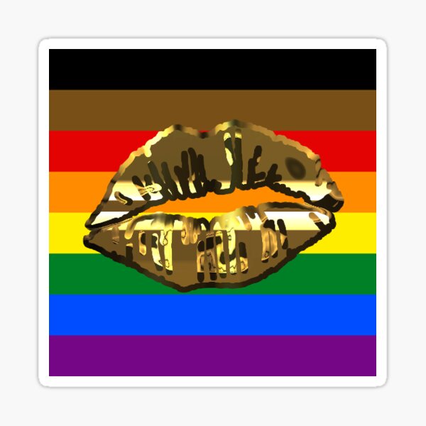 Philadelphia Rainbow Gay Pride Flag Lipstick Mouth Kiss Lips Sticker