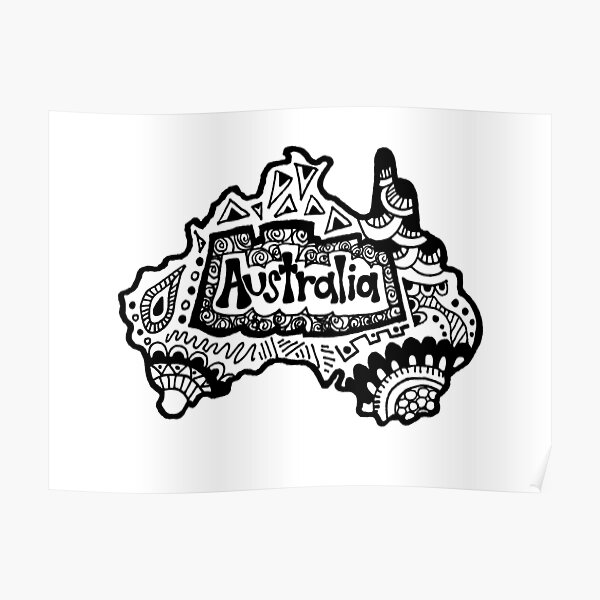 Australia Zentangle Poster By Alexavec Redbubble