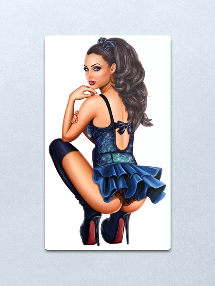 Sexy Brunette Bimbo Hot Illustration Metal Print For Sale By