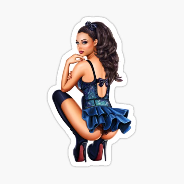 Sexy Brunette Bimbo Hot Illustration Sticker For Sale By Amberherb