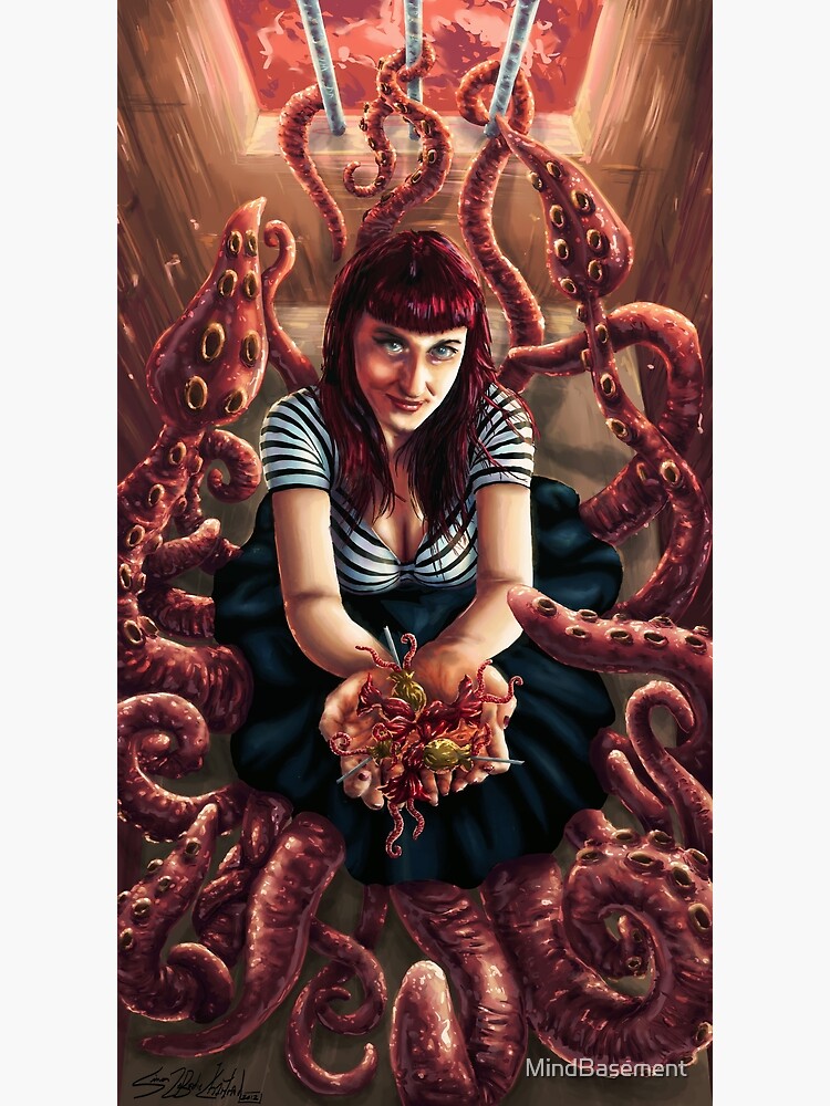 Squid Girl Tentacle Pinup Monster Art Print For Sale By Mindbasement Redbubble