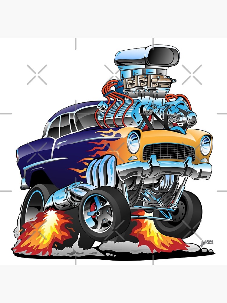 Classic Fifties Hot Rod Muscle Car Cartoon Poster By Hobrath Redbubble