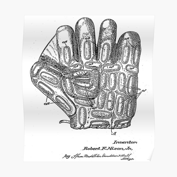 Baseball Glove And Mitt Vintage Patent Hand Drawing Poster By