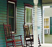 Wooden Rocking Chairs on Porch by Susan Savad