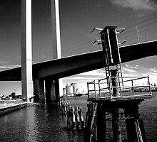 Bolte Bridge and warning lights by Andrew Wilson