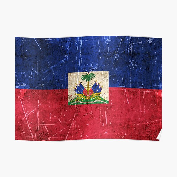 Vintage Aged And Scratched Haitian Flag Poster By Jeffbartels Redbubble