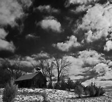 Clark Schoolhouse - clearing snow storm by Rodney Harvey