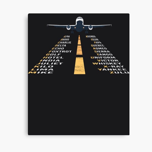 Phonetic Alphabet Design Pilot Cadet Airplane Art Canvas Print For