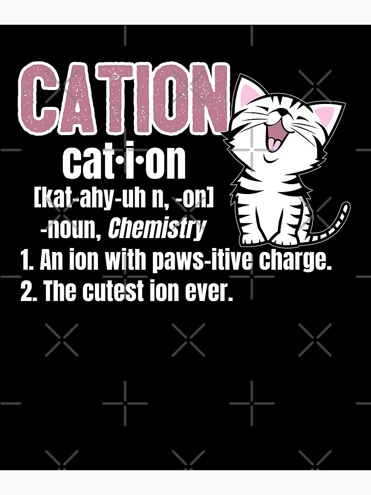 Cation Funny Cute Cat Science Chemistry Pun Framed Art Print For