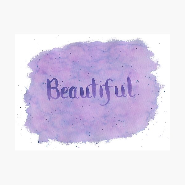 Beautiful Written In Purple Watercolor Brush Lettering On White