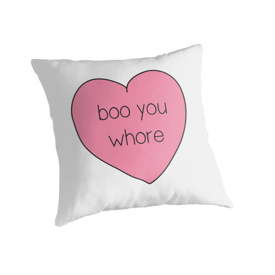 Boo You Whore Heart Throw Pillows By Moxie Graphics Redbubble