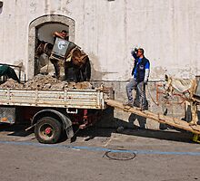 clearing builder's rubble Amalfi-style, Minori, Campania, Italy by Andrew Jones