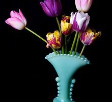 Tulips in a fancy vase by Jeffrey Sinnock