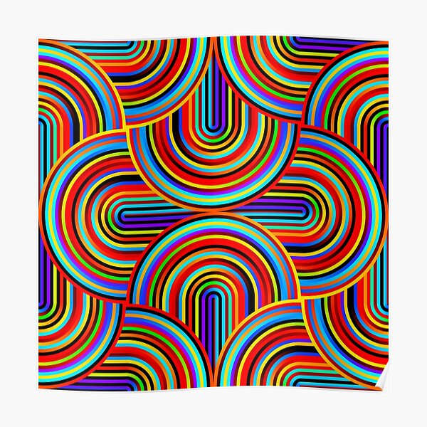 Crazy Curves Rainbow Colored Poster By Slanapotam Redbubble