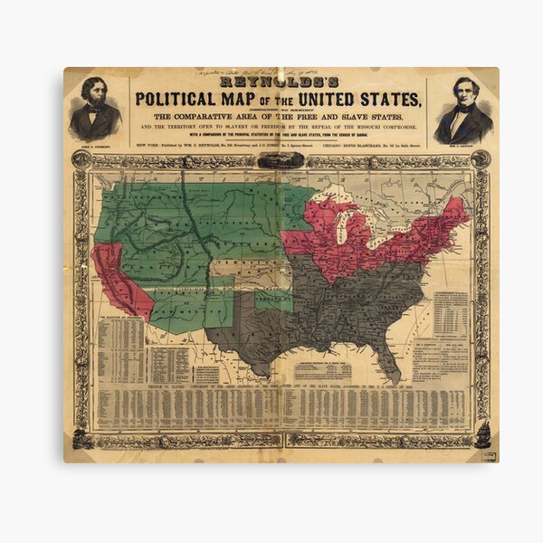 Reynold S Political Map Of The United States Canvas Print By