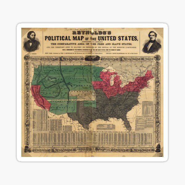 Reynold S Political Map Of The United States 1850 Sticker By