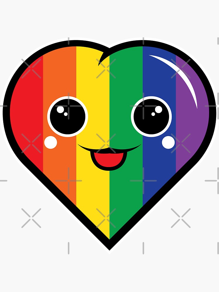 Cute Kawaii Rainbow Heart Sticker For Sale By Feministshirts Redbubble