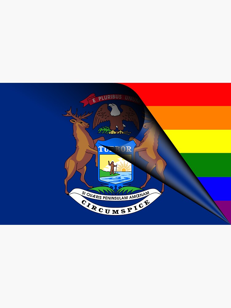 Michigan Flag Gay Pride Rainbow Sticker For Sale By Bigbadbear