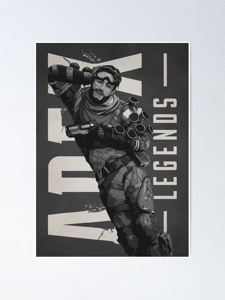 Apex Legends Mirage Black White Character Poster Poster By Gemini