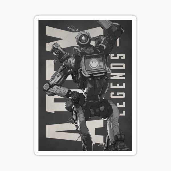 Apex Legends Pathfinder Black White Character Poster Sticker By