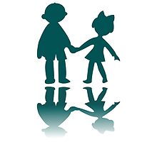 Boy and girl blue silhouettes by Laschon Robert Paul