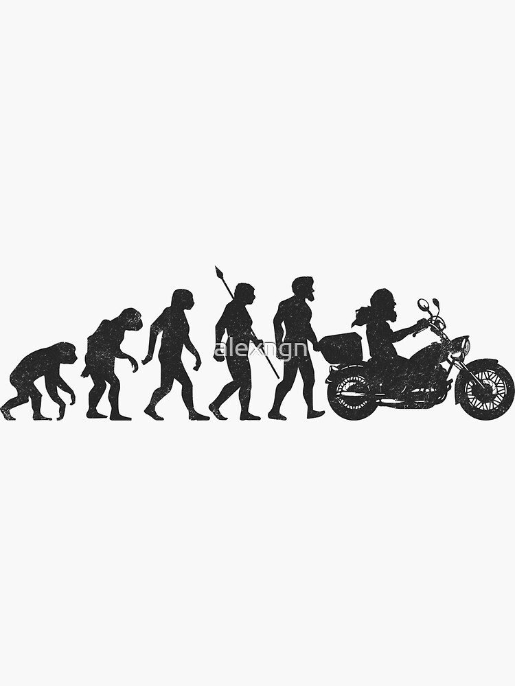 Biker Motorcyclist Motorcycle Evolution Sticker For Sale By Alexngn