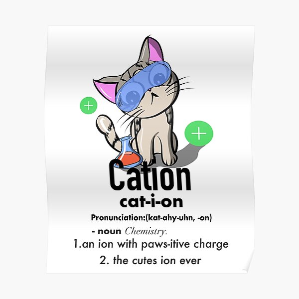 Cute Science Cat Cation Chemistry Design Chemistry Humor Graphic