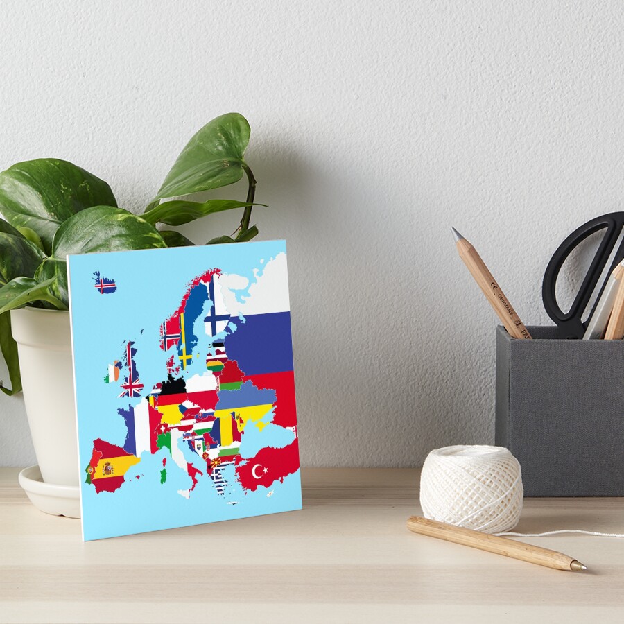 Europe Map Flags Art Board Print For Sale By Sebinlondon Redbubble