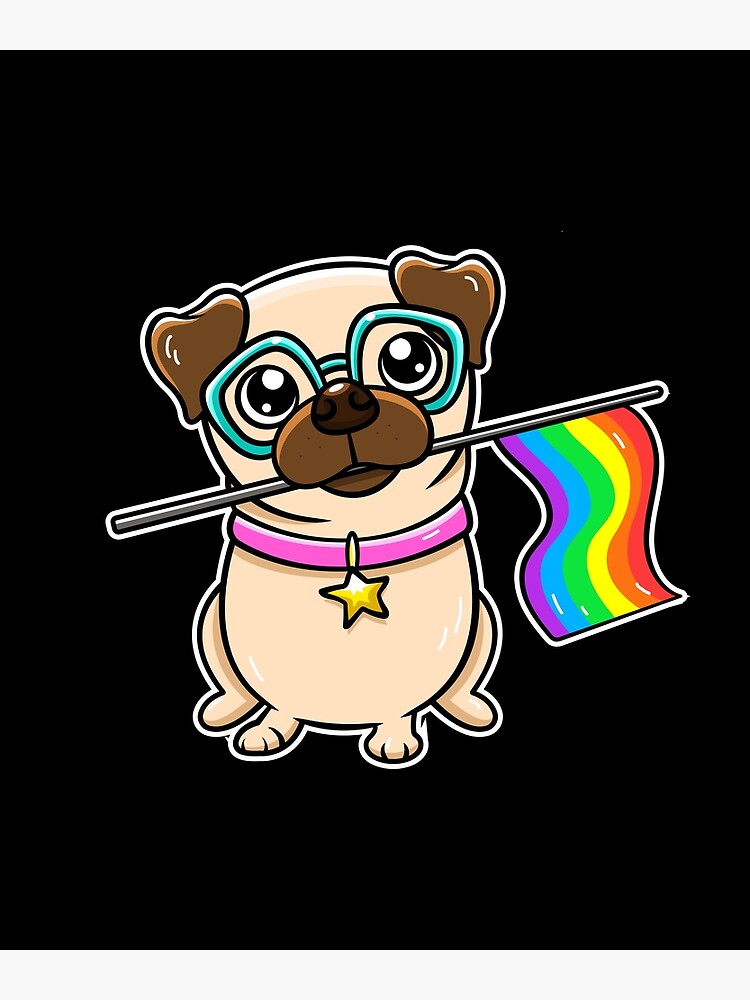 Pug Gifts Gay Pride Flag LGBT Equality Graphic Love Pug Design Poster