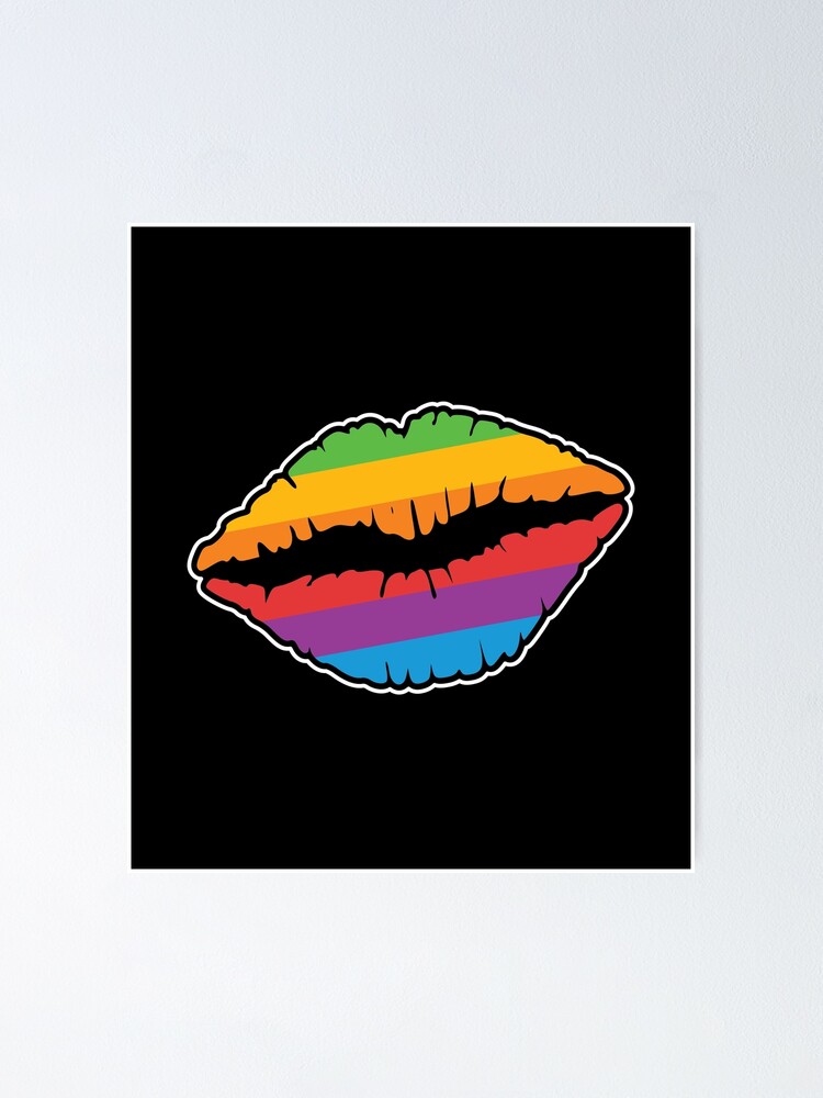 Gay Pride Lesbian Lgbt Pride Rainbow Lips Lip Poster By Haselshirt