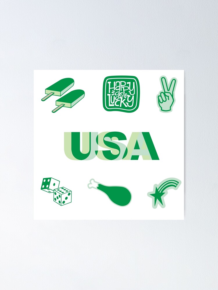 Kelly Green Usa Cute Sticker Pack Poster By The Goods Redbubble