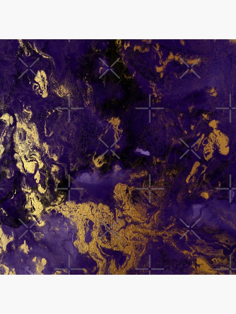 Dark Purple Ink Faux Marble Texture With Gold Veins Poster By