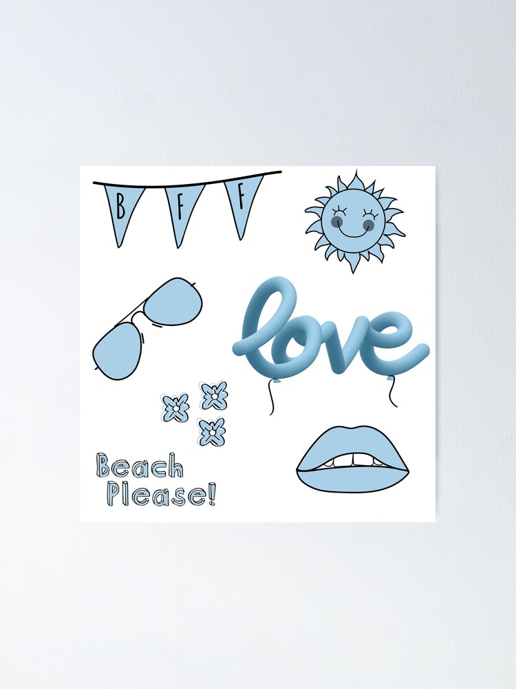 Light Blue Summer Fun Sticker Pack Poster By The Goods Redbubble