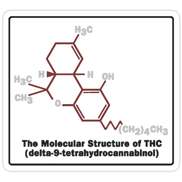 "Delta-9-Tetrahydrocannabinol" Stickers By Boltage69 | Redbubble