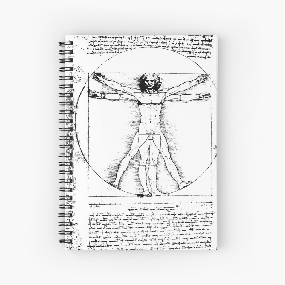 Cuaderno De Espiral Vitruvian Man Leonardo Da Vinci Handwriting Dibujo