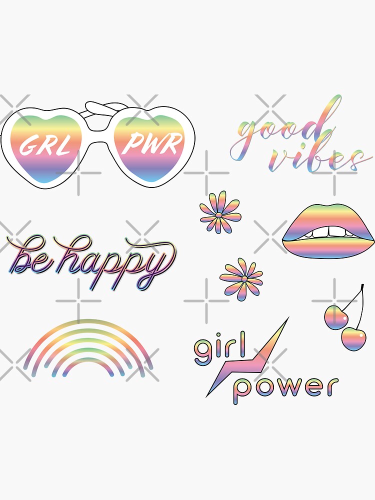 Pegatina Rainbow Sticker Pack Colecci N De Im Genes Y Texto Dibujados