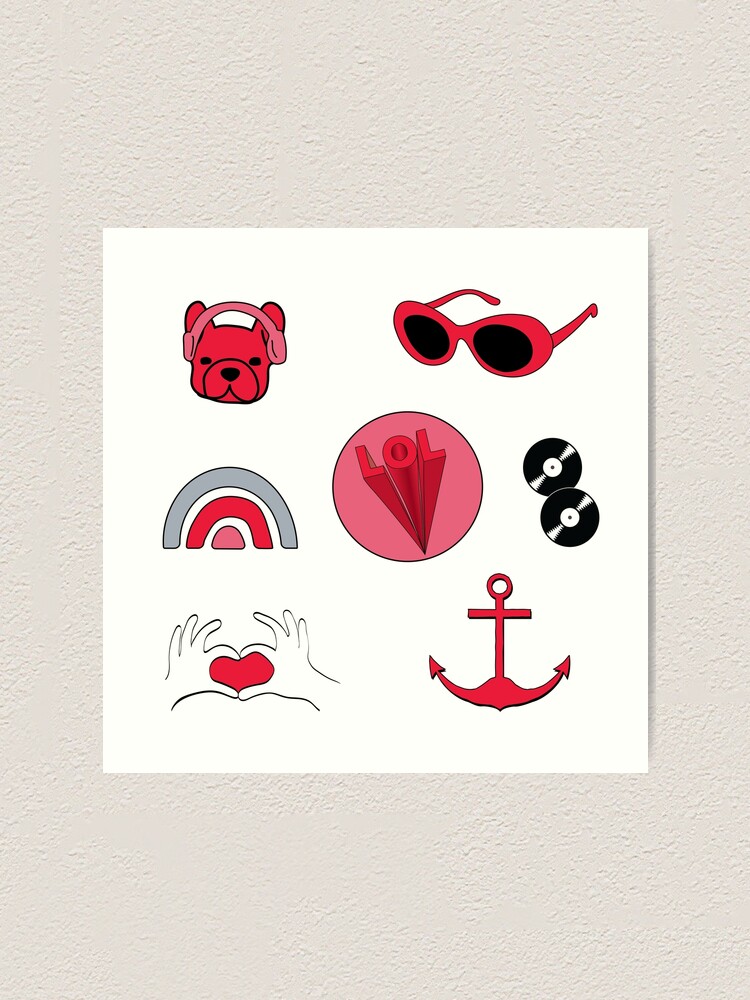 Red Aesthetic Sticker Pack Art Print By The Goods Redbubble