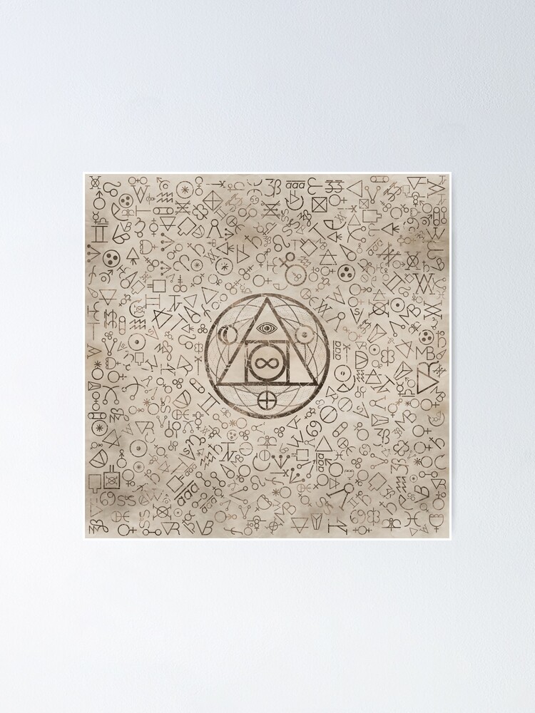 Philosopher S Stone Symbol And Alchemical Pattern Poster For Sale