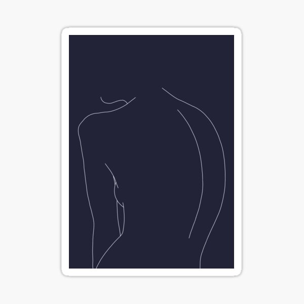 Nude Back Line Drawing Illustration Alex Blue Sticker For Sale By