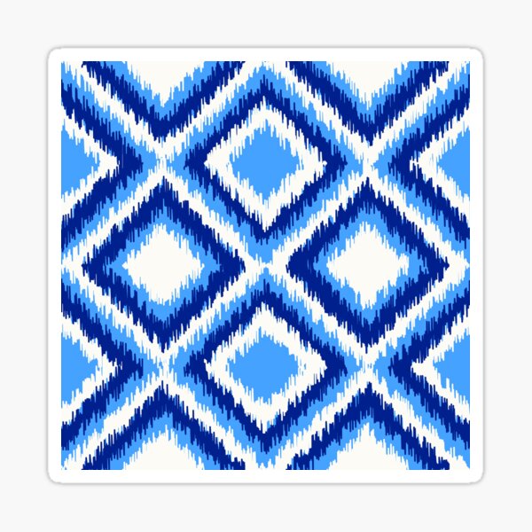 IKAT Pattern Indigo Blue And White 08 Sticker For Sale By