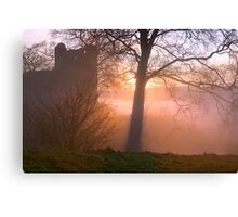 Misty sunset at Kendal Castle Canvas Print