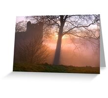 Misty sunset at Kendal Castle Greeting Card