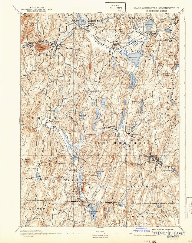 "Massachusetts USGS Historical Topo Map MA Brookfield 352537 1893 62500